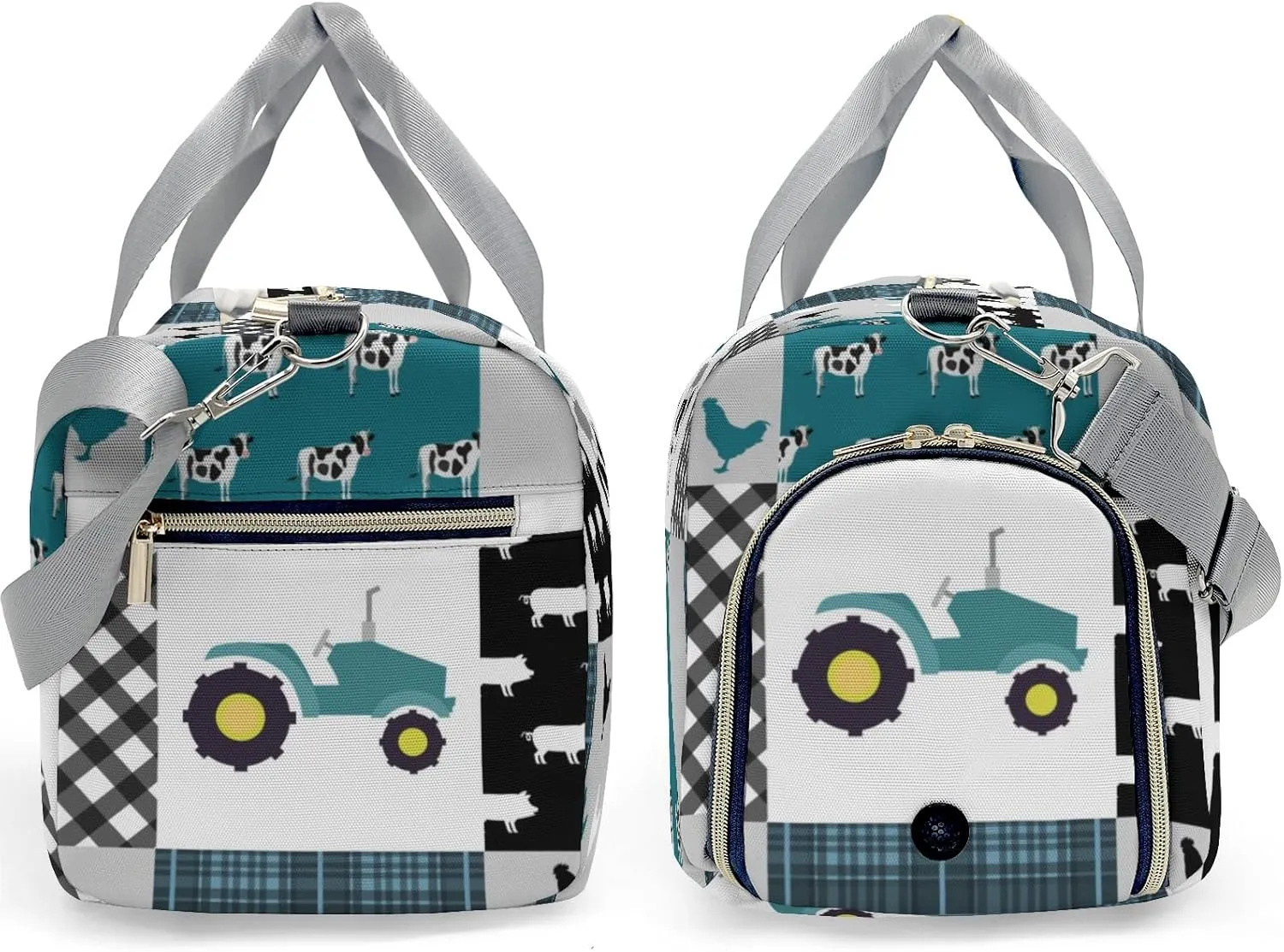 Personalized Farm Car Animals Patchwork Custom Multi-functional Travel Bag, Unisex Portable Duffel Bag, Short Distance Travel Assistant