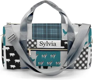 Personalized Farm Car Animals Patchwork Custom Multi-functional Travel Bag, Unisex Portable Duffel Bag, Short Distance Travel Assistant