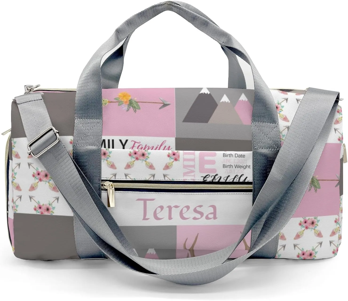 Personalized Flowers Custom Multi-functional Travel Bag, Unisex Portable Duffel Bag, Short Distance Travel Assistant.