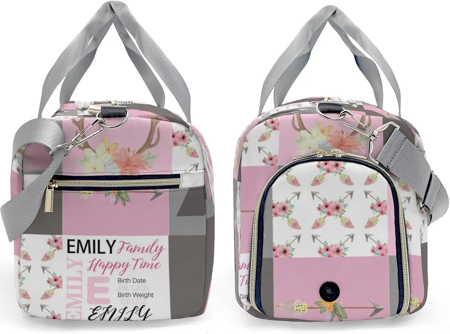 Personalized Flowers Custom Multi-functional Travel Bag, Unisex Portable Duffel Bag, Short Distance Travel Assistant.
