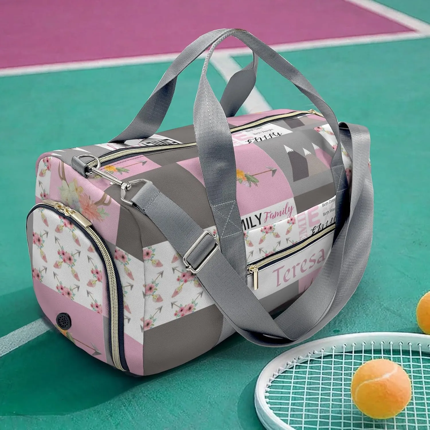 Personalized Flowers Custom Multi-functional Travel Bag, Unisex Portable Duffel Bag, Short Distance Travel Assistant.