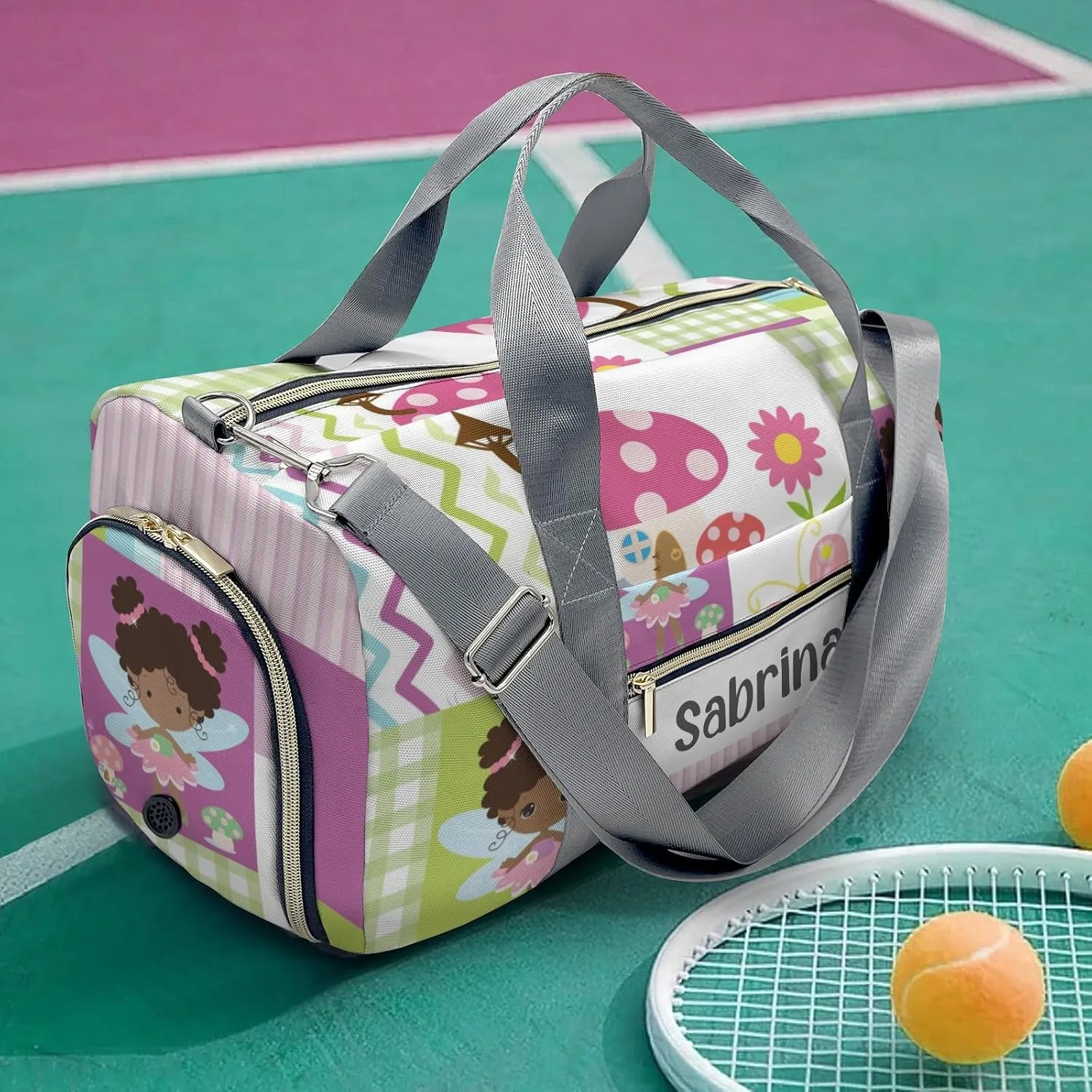 Personalized Garden Fairy Girl Flower Mushroom Custom Multi-functional Travel Bag, Unisex Portable Duffel Bag, Short Distance Travel Assistant