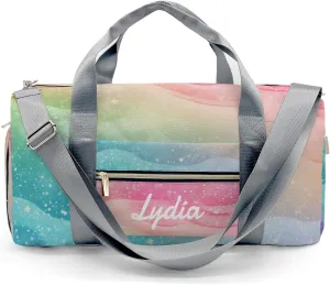 Personalized Gymnastics Rainbow Wave Custom Multi-functional Travel Bag, Unisex Portable Duffel Bag, Short Distance Travel Assistant