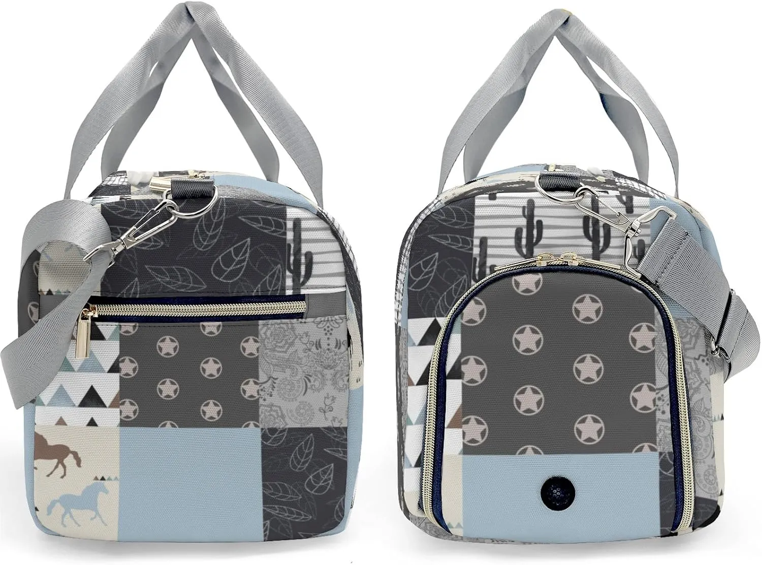 Personalized Horse Cactus Patchwork Custom Multi-functional Travel Bag, Unisex Portable Duffel Bag, Short Distance Travel Assistant