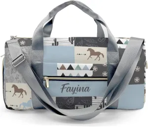 Personalized Horse Cactus Patchwork Custom Multi-functional Travel Bag, Unisex Portable Duffel Bag, Short Distance Travel Assistant