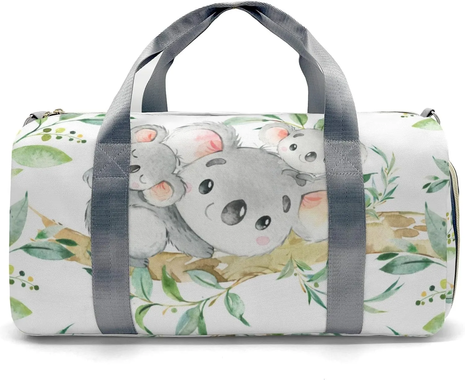 Personalized Koala Bear twins Greeny Leaves Custom Multi-functional Travel Bag, Unisex Portable Duffel Bag, Short Distance Travel Assistant