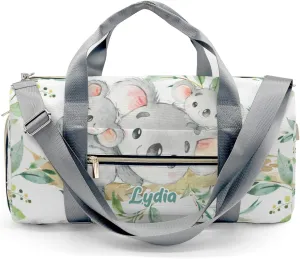 Personalized Koala Bear twins Greeny Leaves Custom Multi-functional Travel Bag, Unisex Portable Duffel Bag, Short Distance Travel Assistant