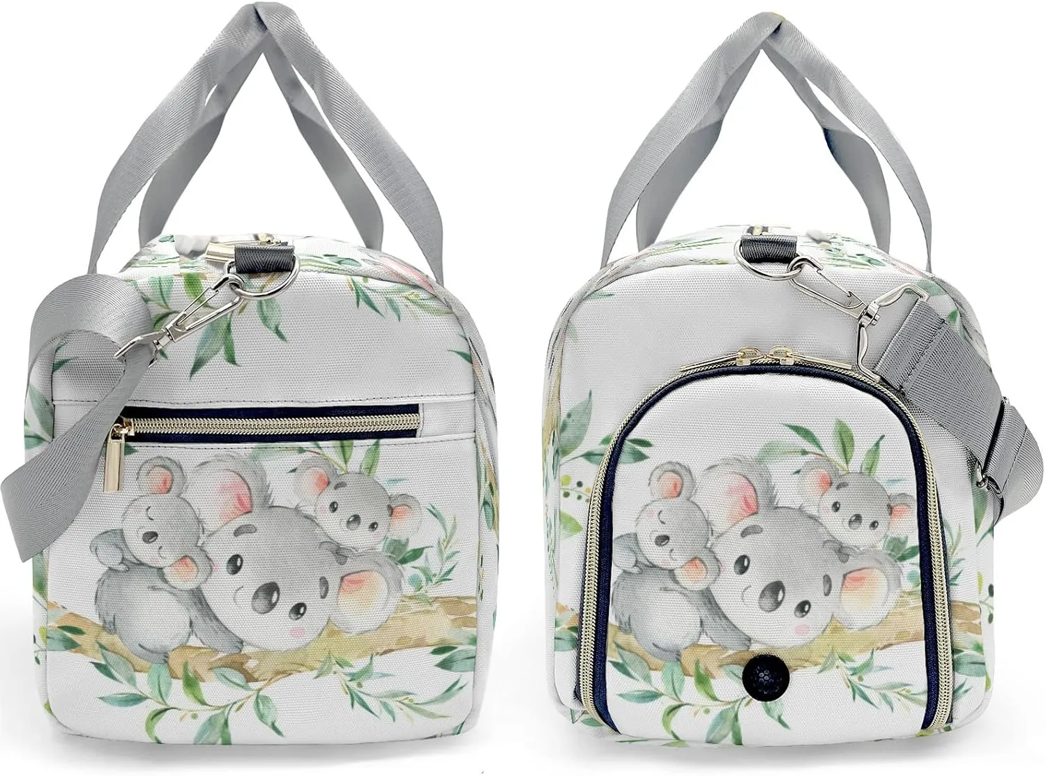 Personalized Koala Bear twins Greeny Leaves Custom Multi-functional Travel Bag, Unisex Portable Duffel Bag, Short Distance Travel Assistant