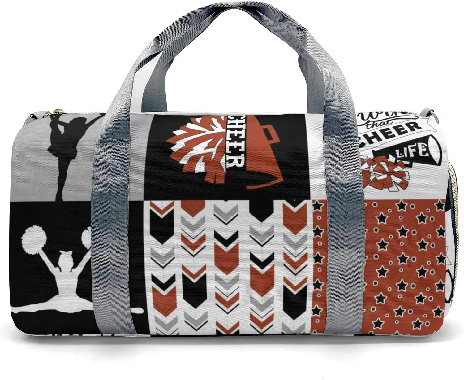 Personalized Rust I Love Cheer Cheerleader Custom Multi-functional Travel Bag, Unisex Portable Duffel Bag, Short Distance Travel Assistant