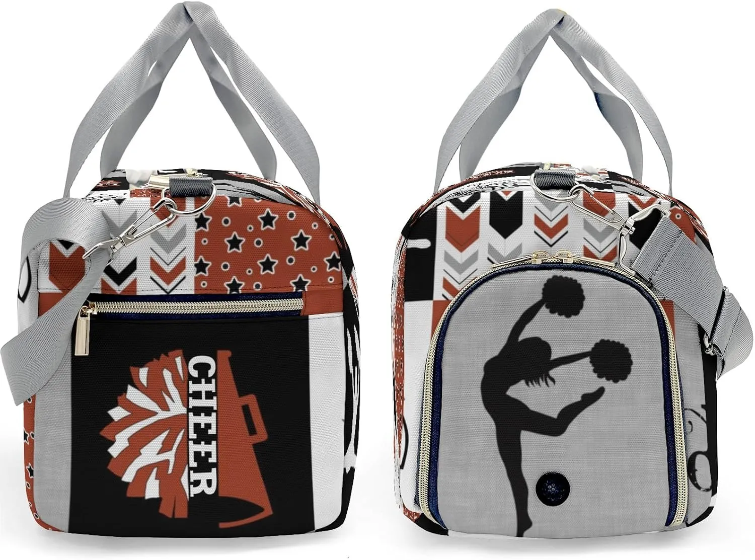 Personalized Rust I Love Cheer Cheerleader Custom Multi-functional Travel Bag, Unisex Portable Duffel Bag, Short Distance Travel Assistant