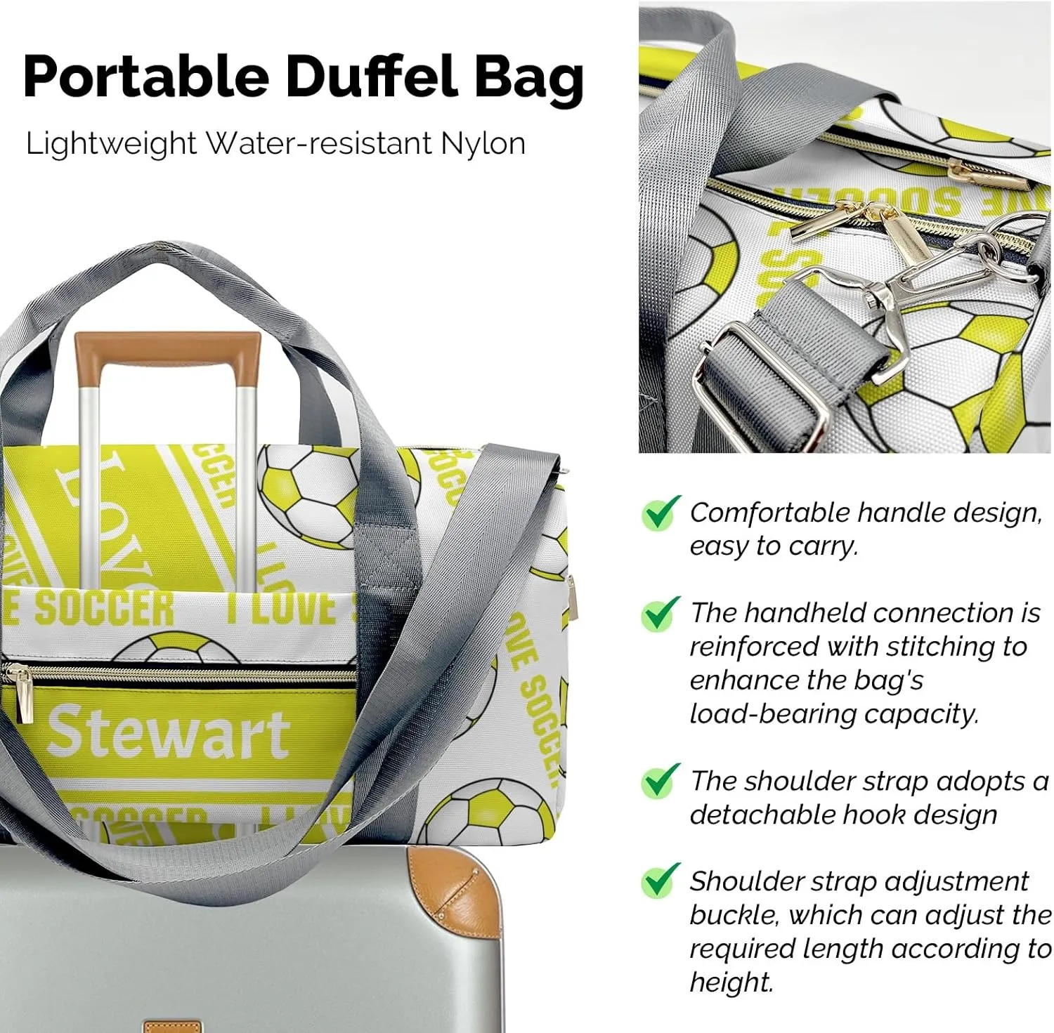 Personalized Soccer Custom Multi-functional Travel Bag, Unisex Portable Duffel Bag, Short Distance Travel Assistant