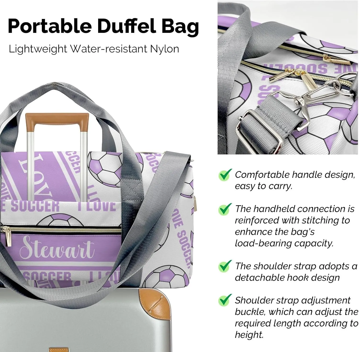 Personalized Soccer Custom Multi-functional Travel Bag, Unisex Portable Duffel Bag, Short Distance Travel Assistant