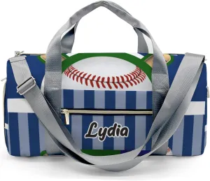 Personalized Sport Baseball Blue Custom Multi-functional Travel Bag, Unisex Portable Duffel Bag, Short Distance Travel Assistant