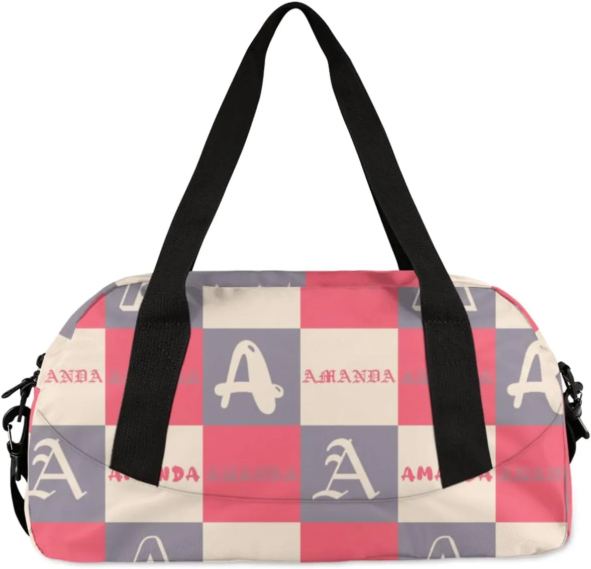 Personalized Sport Dance Bag Custom Boys Gym Bag Girls Ballet Dance Bag Customize Travel Duffle Bag with Name Overnight Weekender Bags (Black Beige Red)