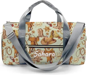 Personalized Vintage Western Cowboy Elements Custom Multi-functional Travel Bag, Unisex Portable Duffel Bag, Short Distance Travel Assistant