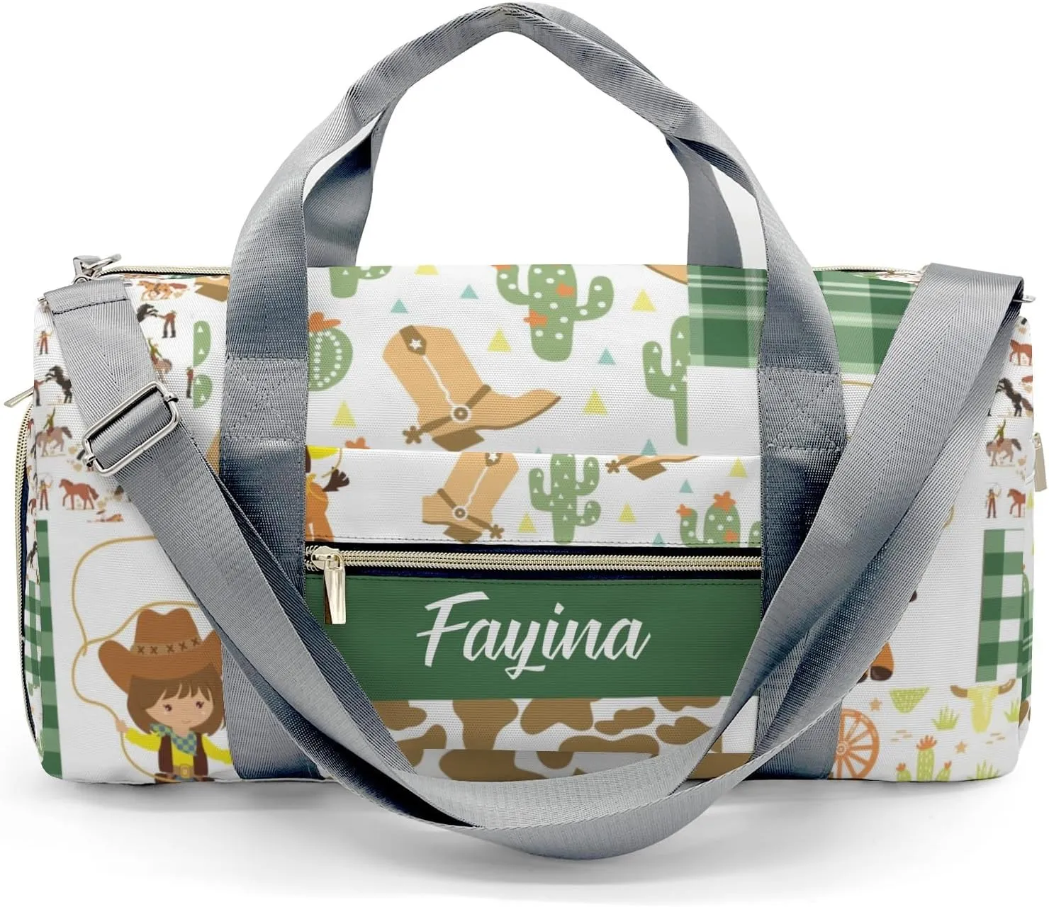 Personalized Western Cowgirl Cactus Horse Custom Multi-functional Travel Bag, Unisex Portable Duffel Bag, Short Distance Travel Assistant
