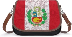 Peruvian Flag Paisley Pattern Printed Women's Crossbody Bags Novelty Purse Handbag Shoulder Bag For Women