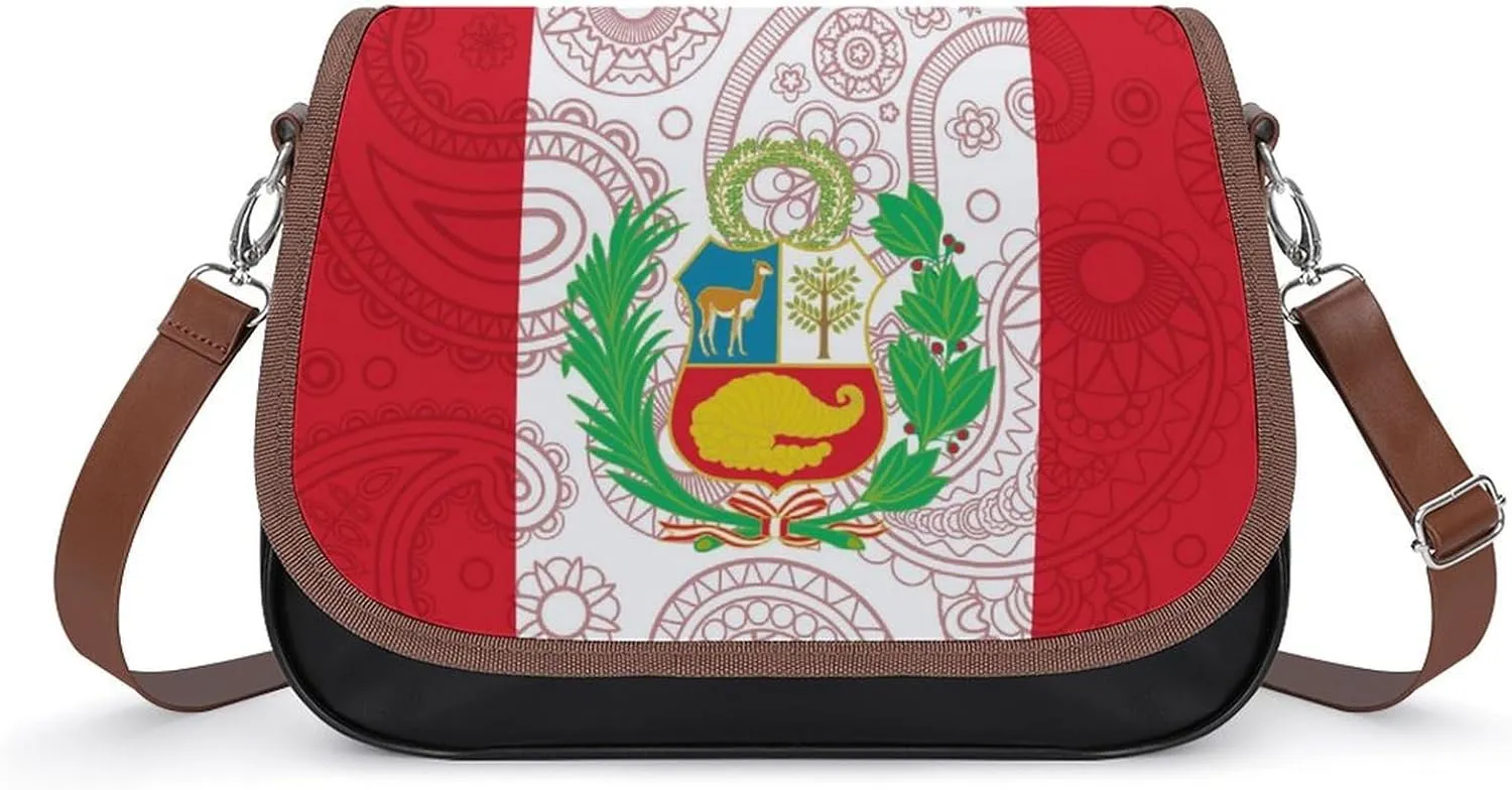 Peruvian Flag Paisley Pattern Printed Women's Crossbody Bags Novelty Purse Handbag Shoulder Bag For Women
