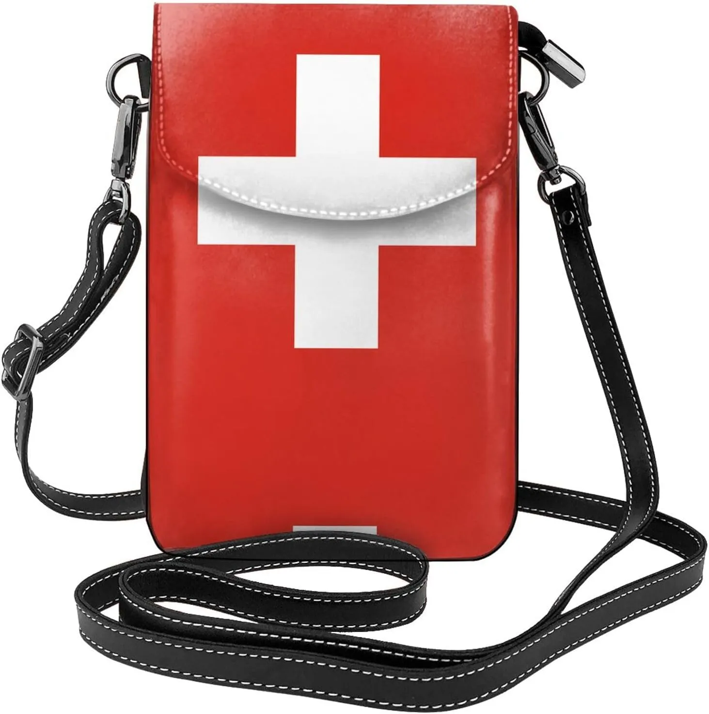 PHAYAH Swiss Flag Small Crossbody Phone Bags For Women Leather Cell Phone Purse Wallet