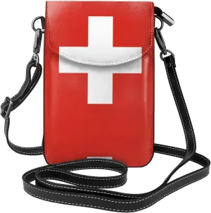 PHAYAH Swiss Flag Small Crossbody Phone Bags For Women Leather Cell Phone Purse Wallet
