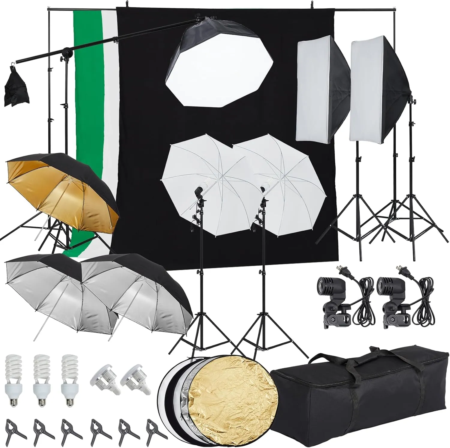 Photograph Lighting Kit with Backdrops, 8.5ftx10ft Softbox Photography Lighting Kit, 5500K Bulb 45W Led Softbox Set, Video Studio Continuous Lighting Kit for Photo, Portrait and Video Shootings