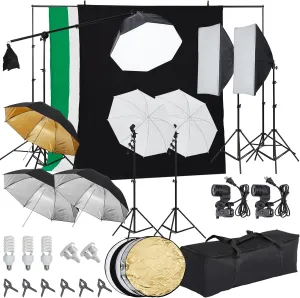 Photograph Lighting Kit with Backdrops, 8.5ftx10ft Softbox Photography Lighting Kit, 5500K Bulb 45W Led Softbox Set, Video Studio Continuous Lighting Kit for Photo, Portrait and Video Shootings