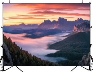Photography Backdrop Photography Background Mountains Beautiful Sunset Dolomites Italy Landscape Alpine for Photoshoot Portrait Photo Studio Video Prop Birthday Party Booth Decoration 7x5ft