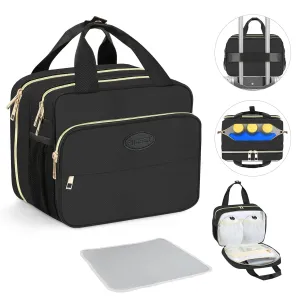 PIIOSER Insulated Baby Bottle Bag with Ice Pack, Breastmilk Cooler Bag Compatible with Wearable Breast Pumps & Accessories - Breastfeeding On The Go Bag for Nursing & Working Moms, Black