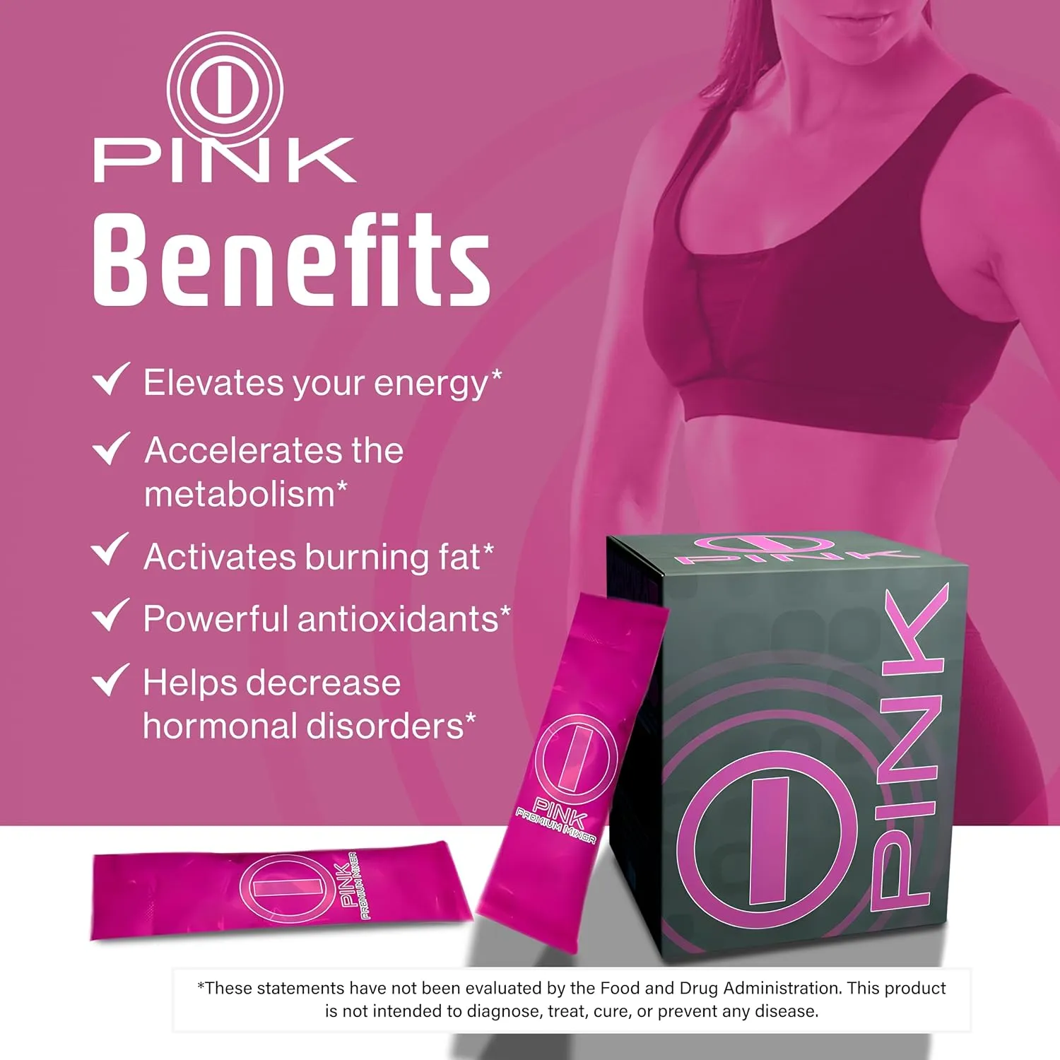 Pink for Women (Alive) - Pure Blend for Vitality, Stamina & Clarity, Energy Drink Mix Packets - Ideal for Active Women on the Go - 30 Servings