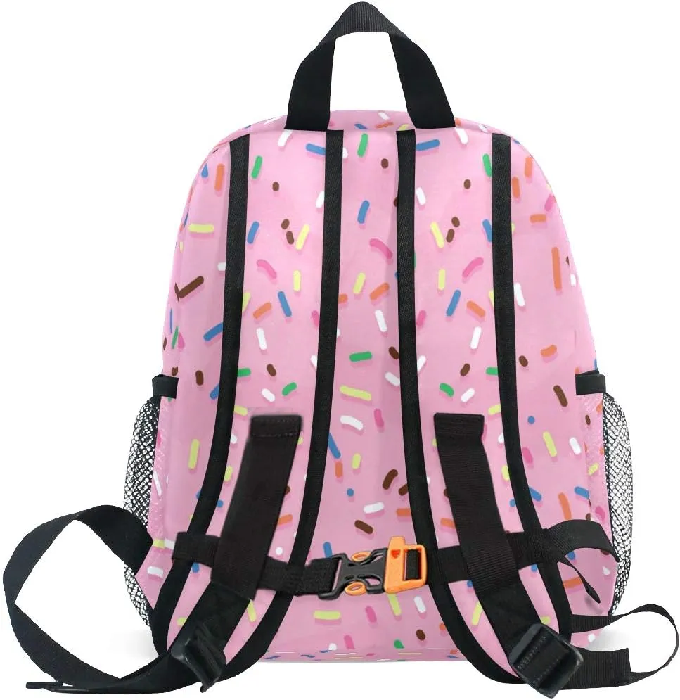Pink Frosting Toddler Backpack Colorful Sprinkles Preschool Backpack Travel Bag for 3-8 Years Baby Girl Boy