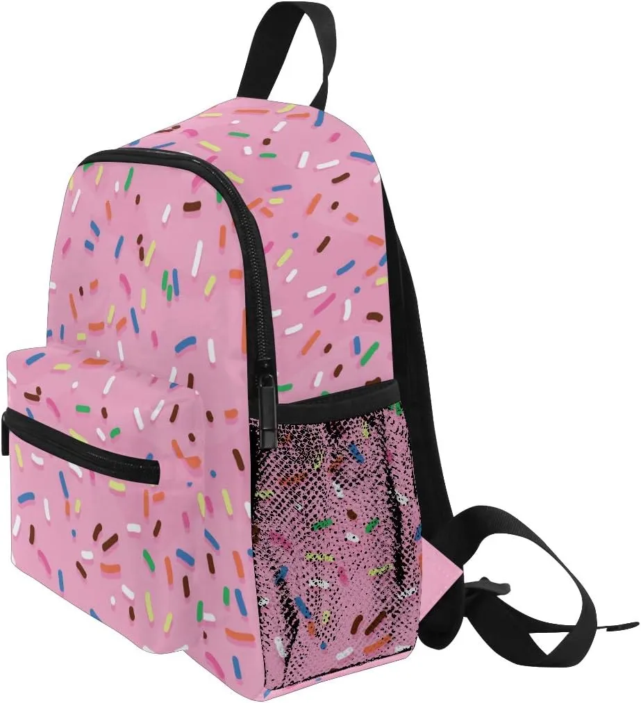 Pink Frosting Toddler Backpack Colorful Sprinkles Preschool Backpack Travel Bag for 3-8 Years Baby Girl Boy