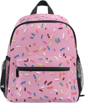 Pink Frosting Toddler Backpack Colorful Sprinkles Preschool Backpack Travel Bag for 3-8 Years Baby Girl Boy