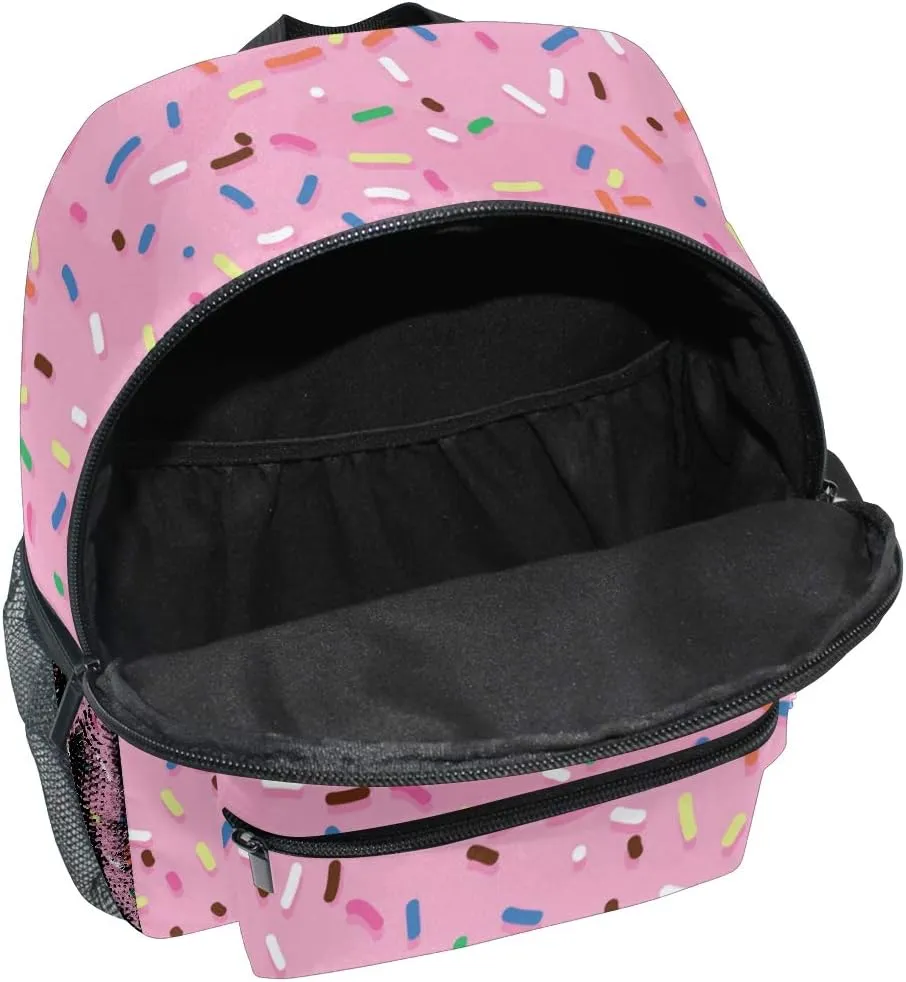 Pink Frosting Toddler Backpack Colorful Sprinkles Preschool Backpack Travel Bag for 3-8 Years Baby Girl Boy