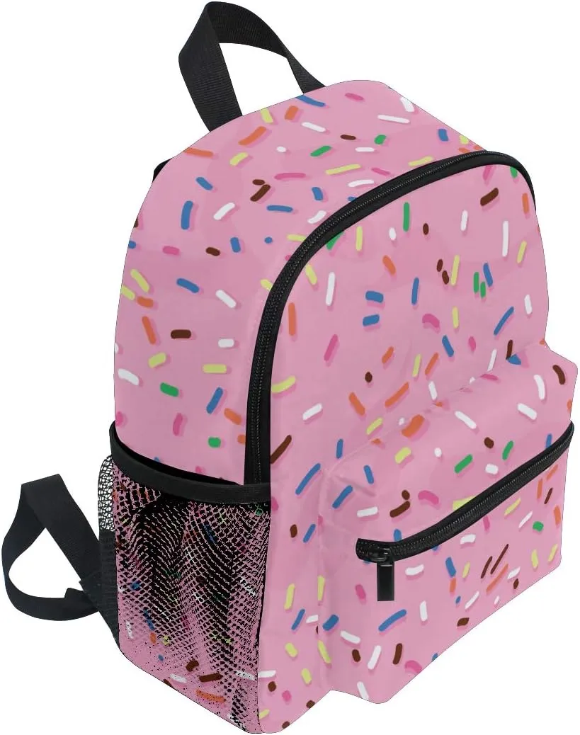 Pink Frosting Toddler Backpack Colorful Sprinkles Preschool Backpack Travel Bag for 3-8 Years Baby Girl Boy