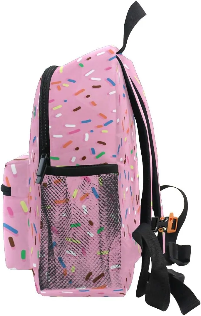 Pink Frosting Toddler Backpack Colorful Sprinkles Preschool Backpack Travel Bag for 3-8 Years Baby Girl Boy