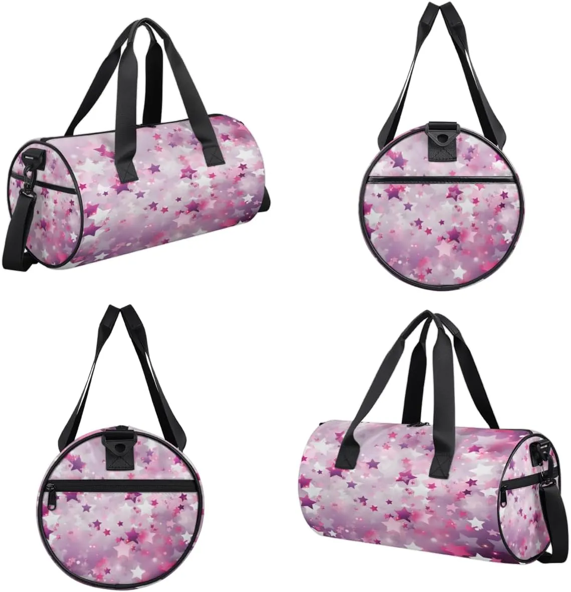Pink Star Fantasy Sports Duffel Bag with Shoulder Strap, Large Capacity Gym Bag with Shoe Compartment, Water Resistant Travel Duffle Bag for Men Women Travel, Sports (17.6x9x9 Inch)