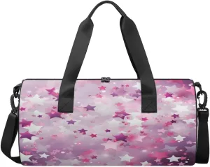 Pink Star Fantasy Sports Duffel Bag with Shoulder Strap, Large Capacity Gym Bag with Shoe Compartment, Water Resistant Travel Duffle Bag for Men Women Travel, Sports (17.6x9x9 Inch)