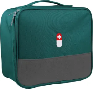 PKQP First Aid Bag, Empty Medical Supplies Organizer Bag Portable Trauma Kit for Home Office Kitchen Traveling Hiking Camping Backpacking Cycling, Green