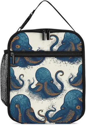 Portable Insulated Lunch Box Lunch Bag for Women Adults Men, Tentacles Octopus Printed Reusable Cute Lunch Pail Bag