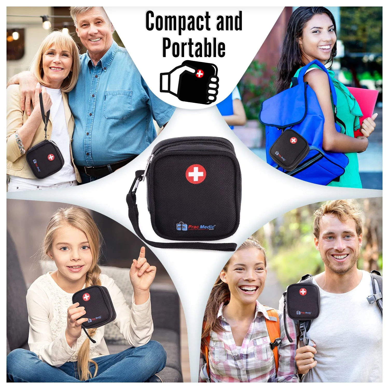 PracMedic Bags Insulated Medical Pouch and Medication Travel Organizer- Lightweight, Compact- Holds Auvi Q, Anti-Histamine Tablets, Nasal Spray, Eye Drops, Small Meds (Q-Pouch Black)