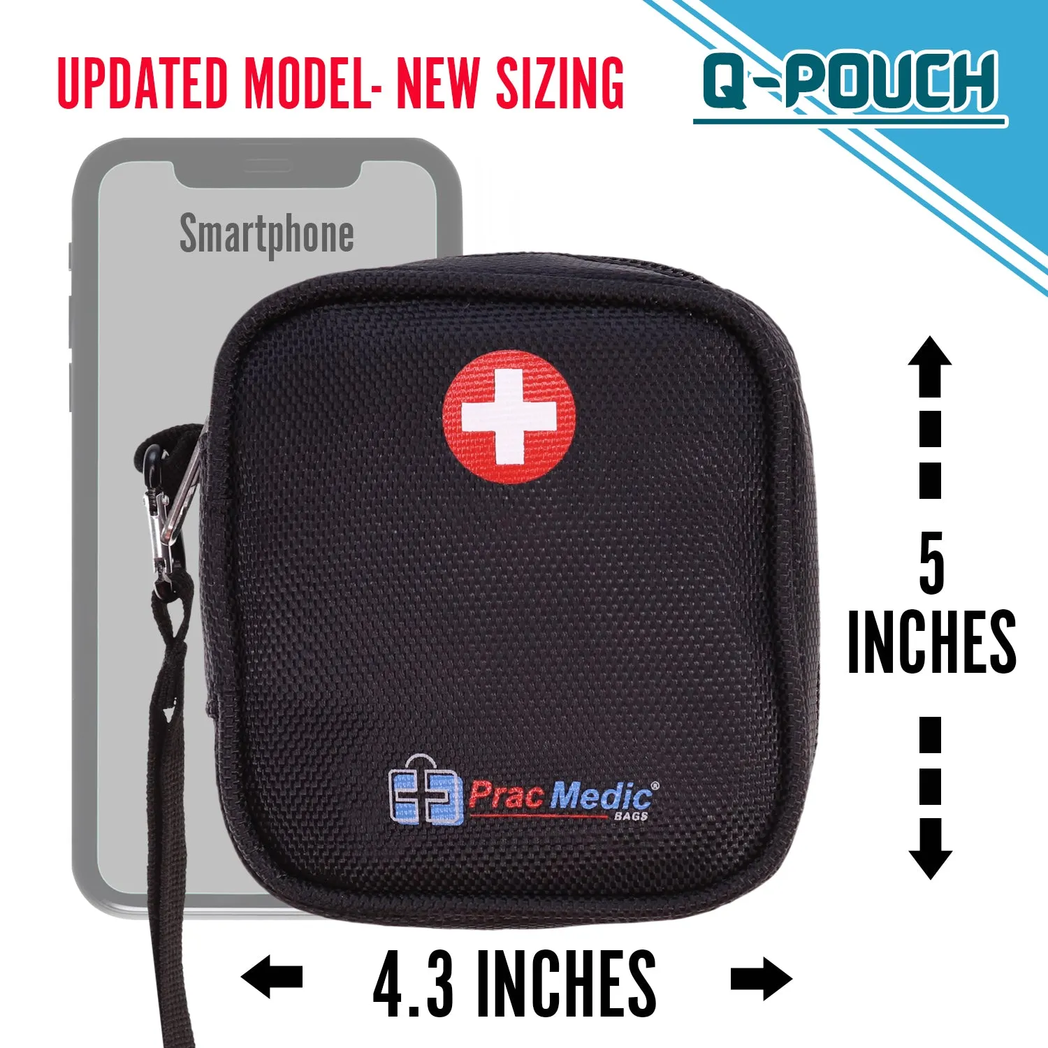 PracMedic Bags Insulated Medical Pouch and Medication Travel Organizer- Lightweight, Compact- Holds Auvi Q, Anti-Histamine Tablets, Nasal Spray, Eye Drops, Small Meds (Q-Pouch Black)