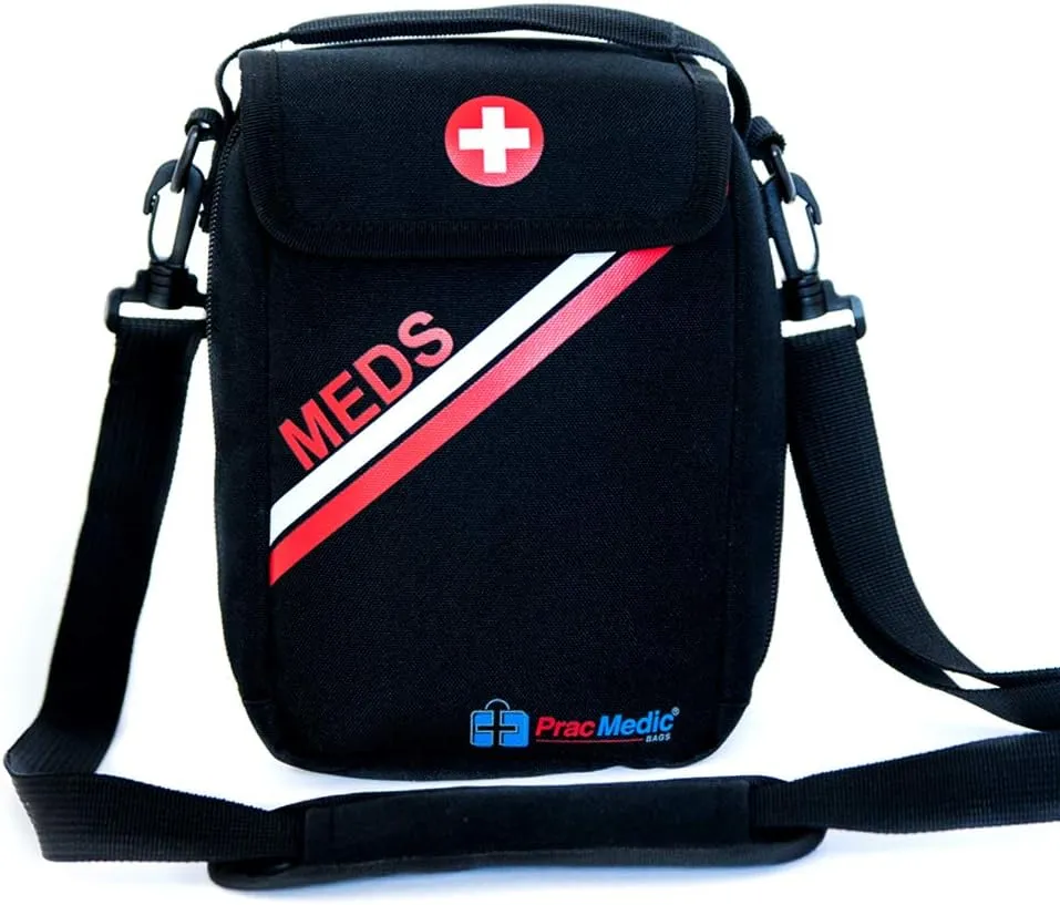 PracMedic Bags Insulin Travel Case - Travel Medicine Bag- Diabetes Medicine Bag for Medical Supplies, Insulin, Epipen, Auvi Q, Inhaler Spacer, Pill Bottle (T-MEDS Black)