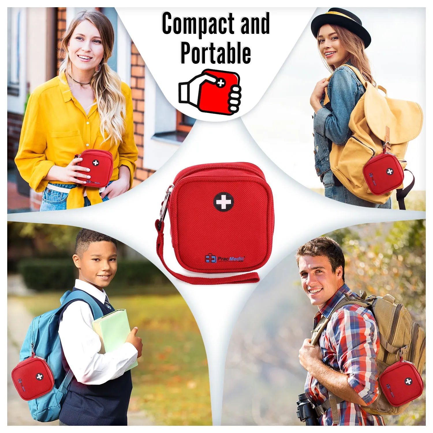 PracMedic Bags Medicine Carrying Case- Holds Auvi Q, Nasal Spray, Eye Drops or Antihistamine Tablets- Insulated Medical Pouch - Small Medical Travel Case- Be Prepared in Any Emergency (Q-Pouch Red)