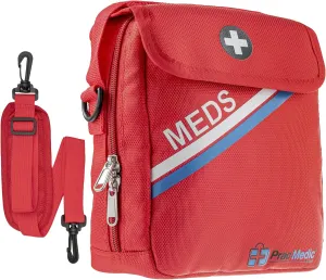 PracMedic Bags Travel Medicine Bag- First Aid Bags Empty or Epipen Carry Case for Insulin Pens, Pill Bottles, Diabetic Supply, Asthma Inhaler Spacer, Allergy Meds or First Aid Supplies (Red)