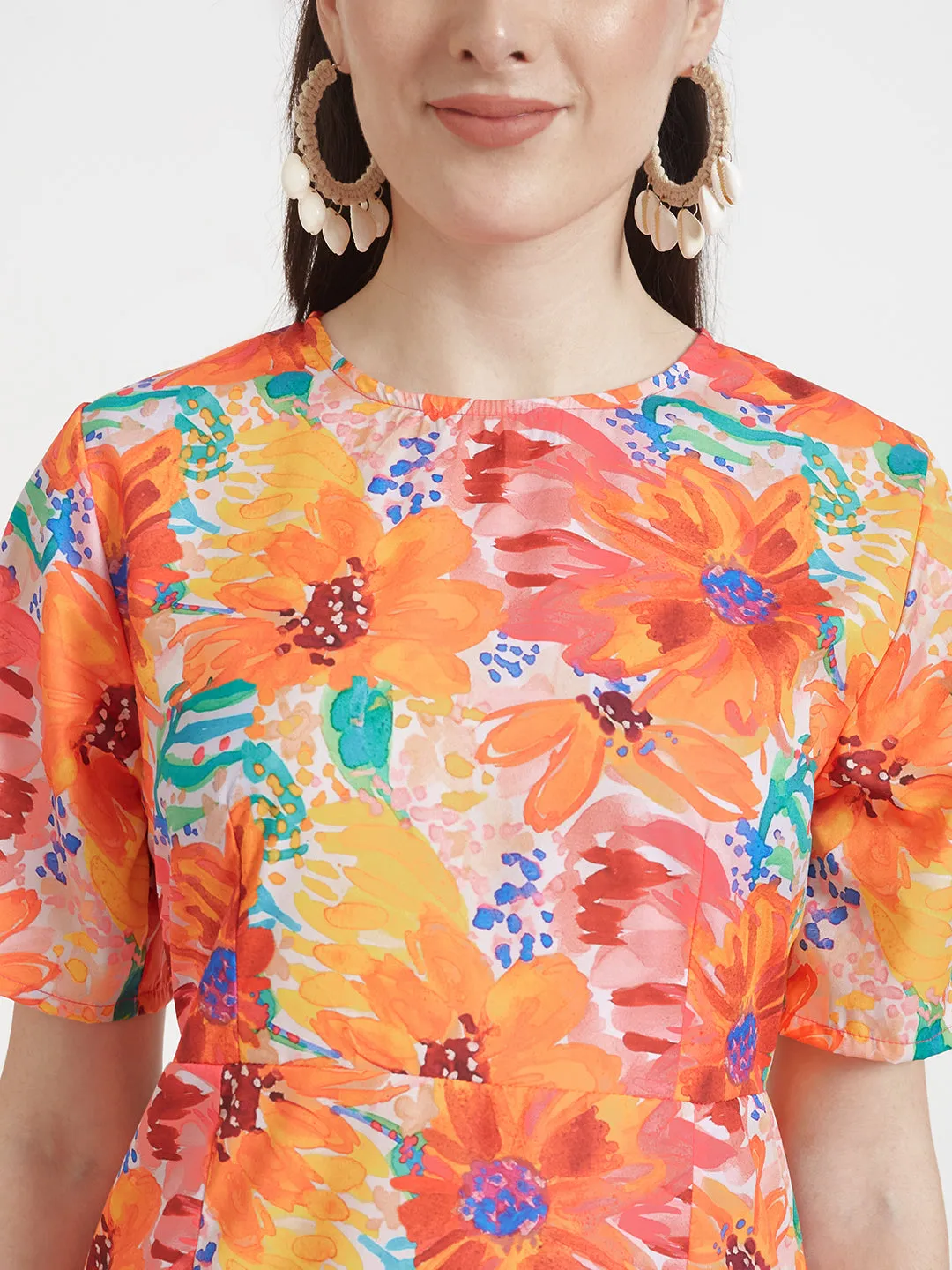 Premium American Crepe Digital Print  Maxi Dress With Slash Pocket