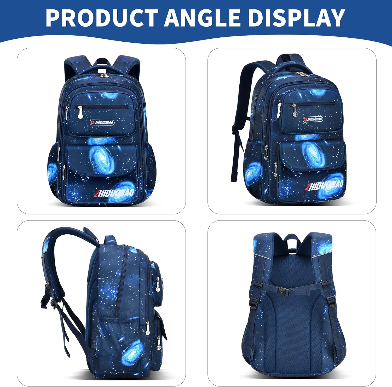 Primary School schoolbag with starry sky pattern For Boys, Large Capacity and Lightweight, Waterproof And Durable, Suitable for children aged 6-12 ， Casual Children's Bag