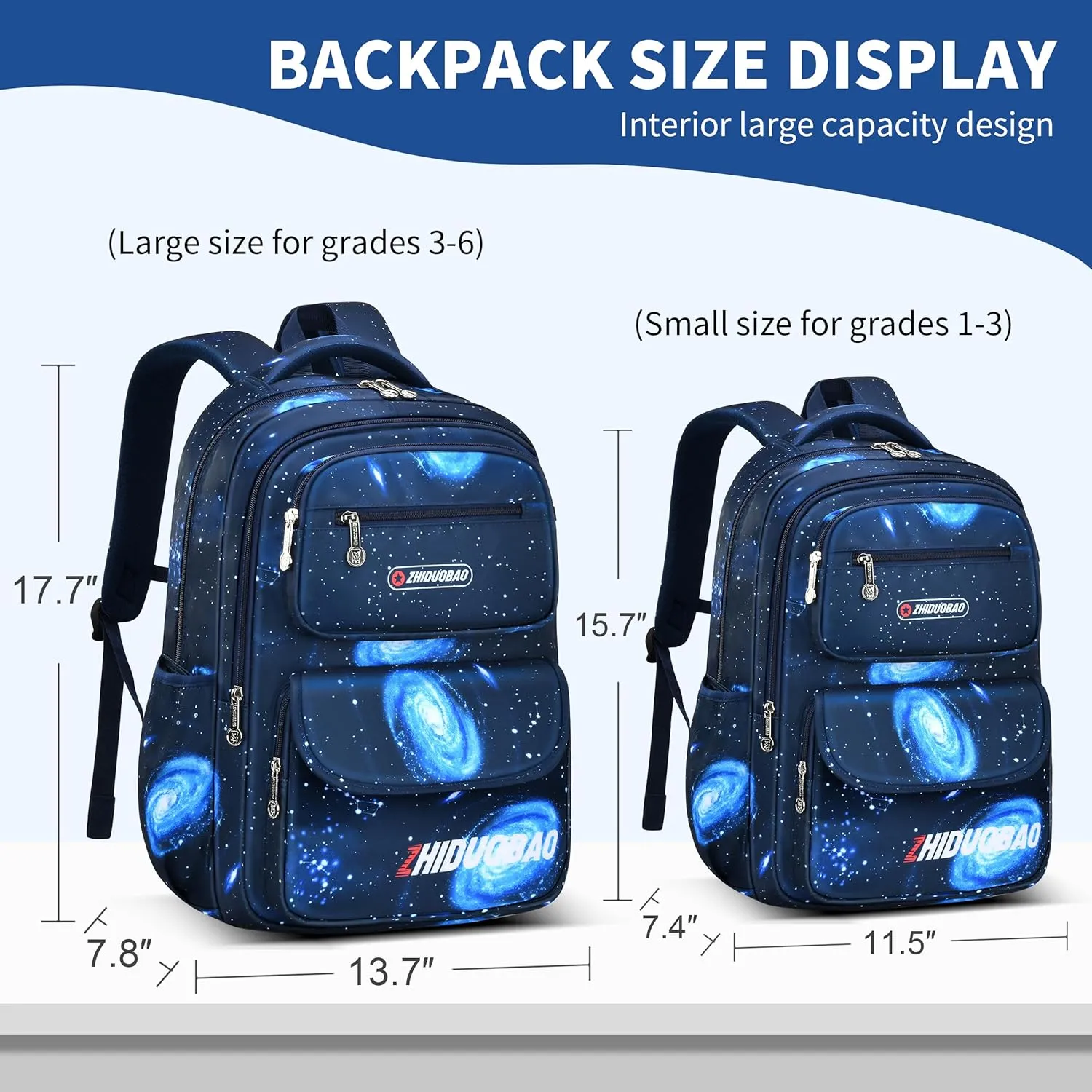 Primary School schoolbag with starry sky pattern For Boys, Large Capacity and Lightweight, Waterproof And Durable, Suitable for children aged 6-12 ， Casual Children's Bag