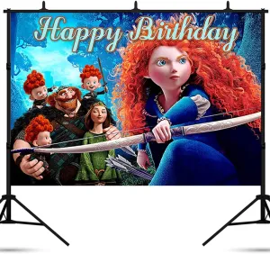 Princess Birthday Party Backdrop Brave Photo Background Banner Birthday Party Decorations Banner Princess Merida Theme Photography Backdrop