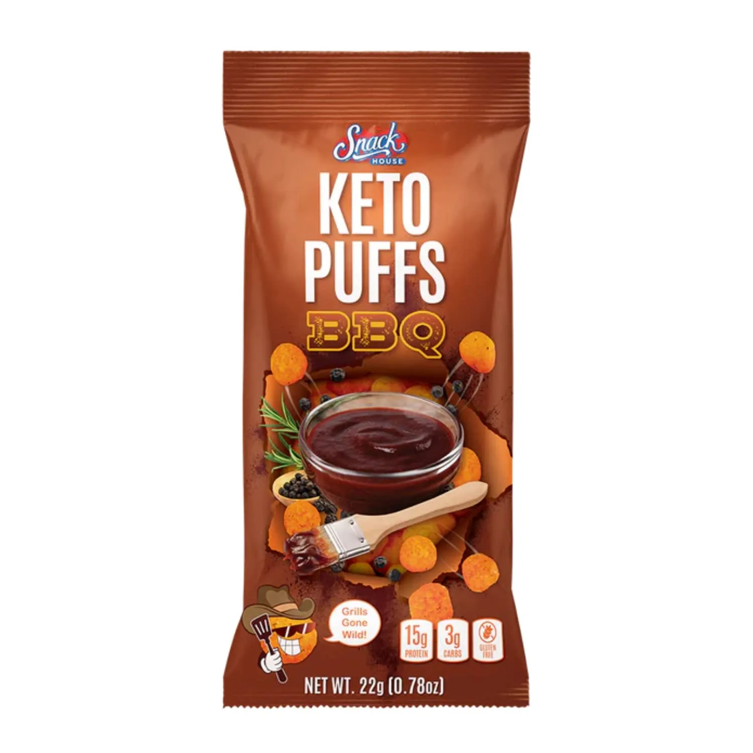 Protein Puffs - Healthy Keto Snacks, Gluten Free, No Sugar Added, High Protein, Low Carb, Low Sugar, Great Tasting Diet Food, 8 Bags (BBQ Puffs)