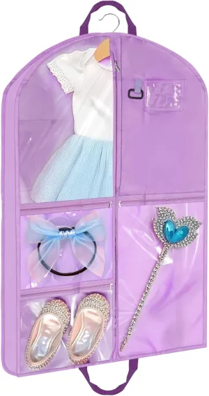 Purple Dance Garment Bags for Dancers, 1pc 24x40x3", Waterproof Garment Bags for Hanging Clothes, Dance Costumes, Girls Dresses for Dance Competition Travel, Dust Proof with Handles & 5 Pockets